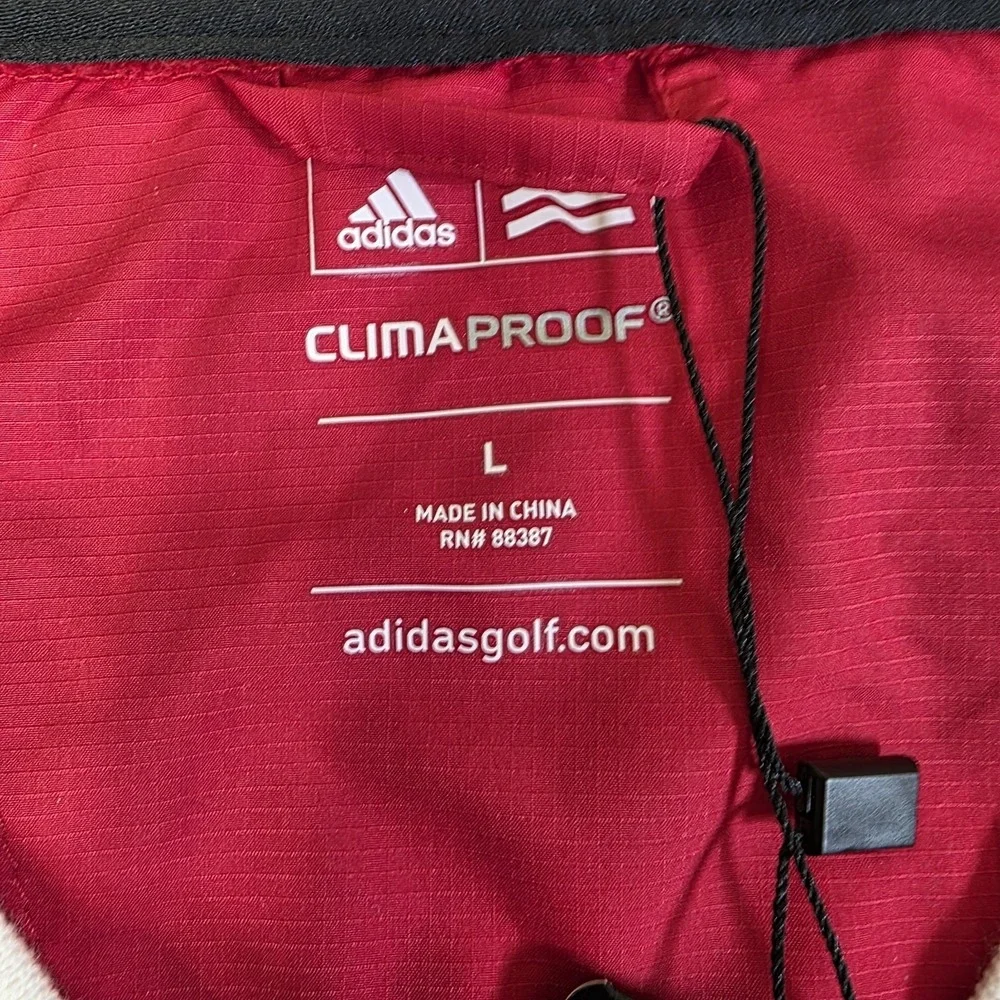 Adidas Golf ClimaProof Wind Jacket‎ Mens Large Red V-Neck Pullover Logo
